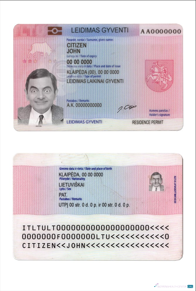 Download Lithuania (Litva) residence permit Photoshop template